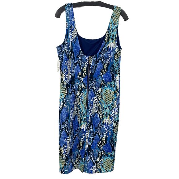NWT Hilary Radley for Katherine Barclay Sleeveless Blue Snake Print Dress Large - Picture 7 of 7